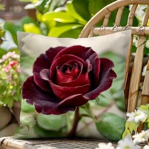 Elegant Burgundy Rose Throw Pillow case x2